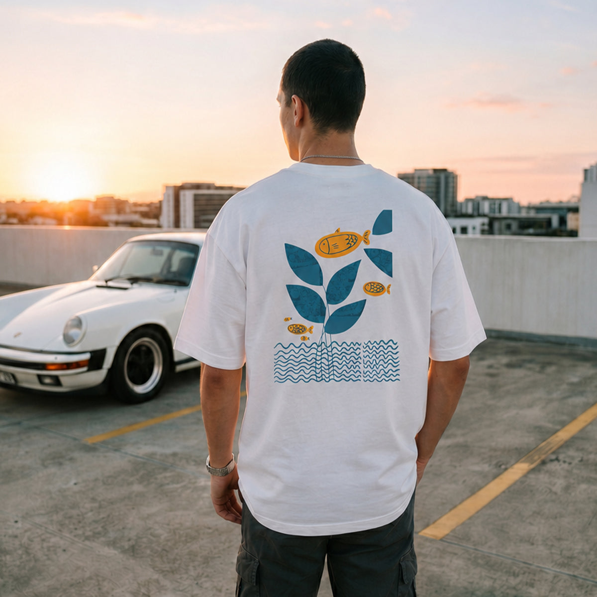 Balıklarda Uçar Gri T-shirt