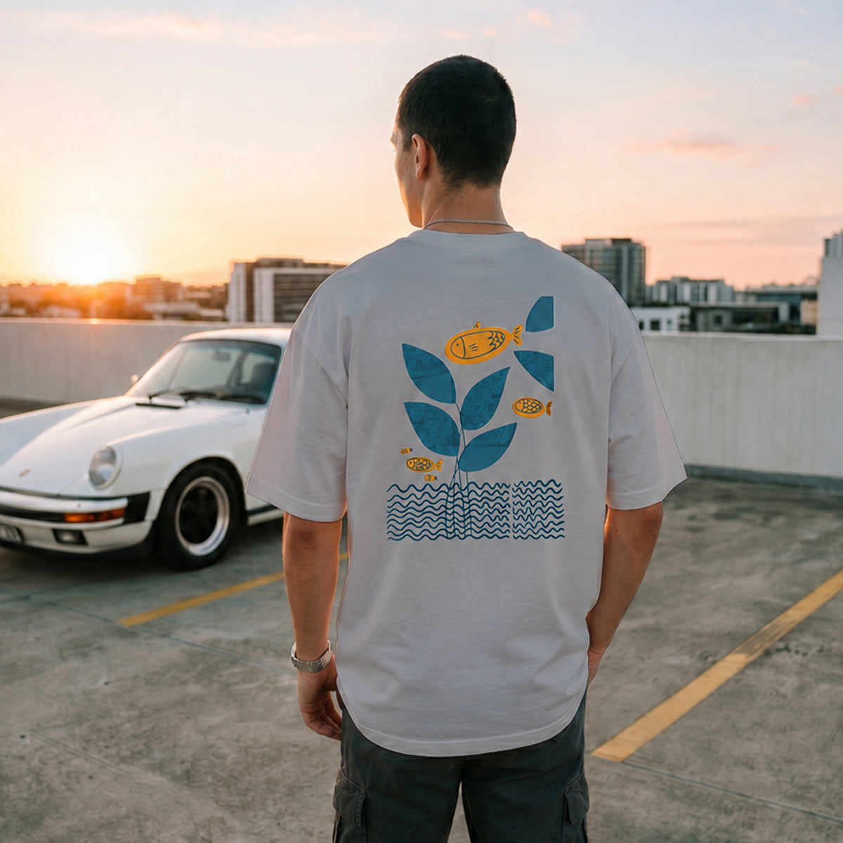 Balıklar da Uçar Gri T-shirt